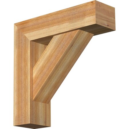 Ekena Millwork Traditional Block Rough Sawn Bracket w/ Offset Brace, Western Red Cedar, 8"W x 28"D x 28"H BKT0806X28X28TRA05RWR